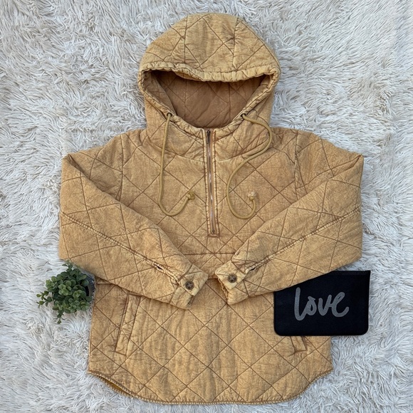 πHPπ And The Why Quilted Hooded Quarter Zip Jacket π Mustard - Picture 3 of 16